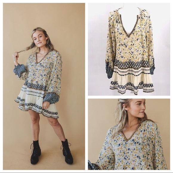 FREE PEOPLE BOHO FLOWY TUNIC SWING MINI DRESS A2C - Picture 10 of 16